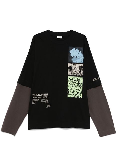 Black hemmings long-sleeved t-shirt Dries van noten - men